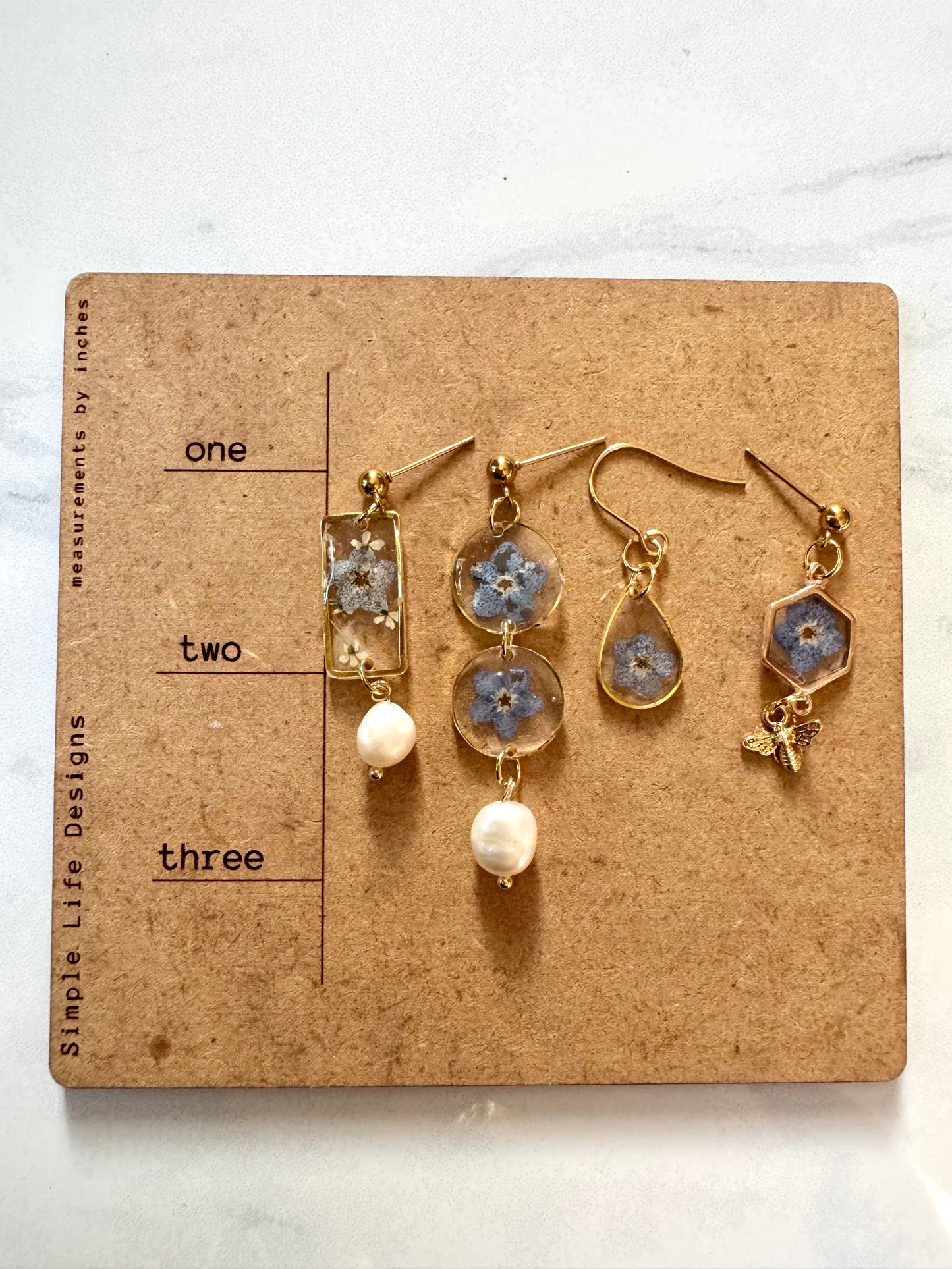 Forget Me Not Teardrop Gold Dangles