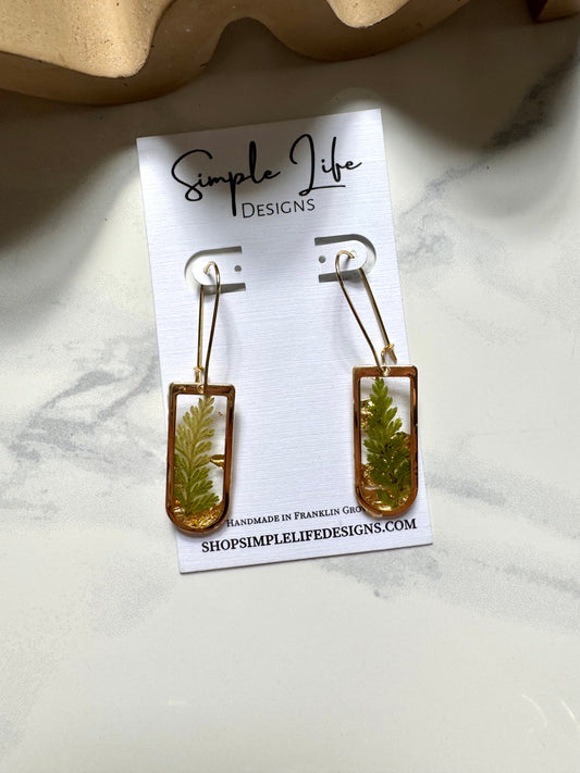 Fern and Gold Leaf Dangles