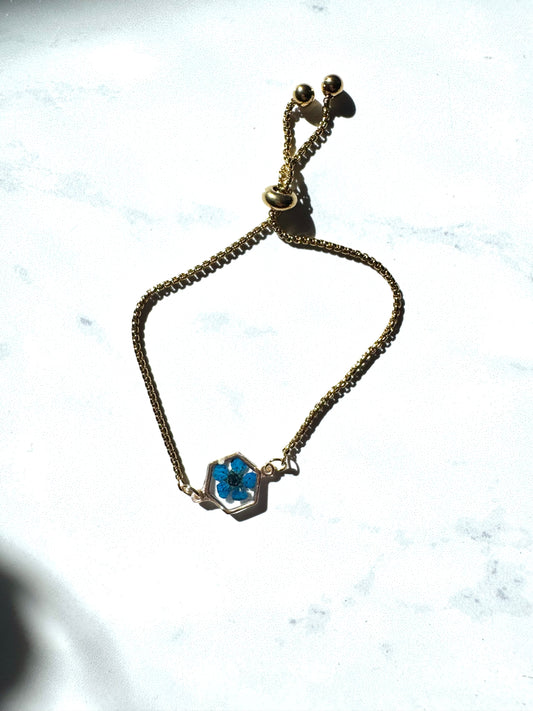 Blue Flower Gold Bracelet