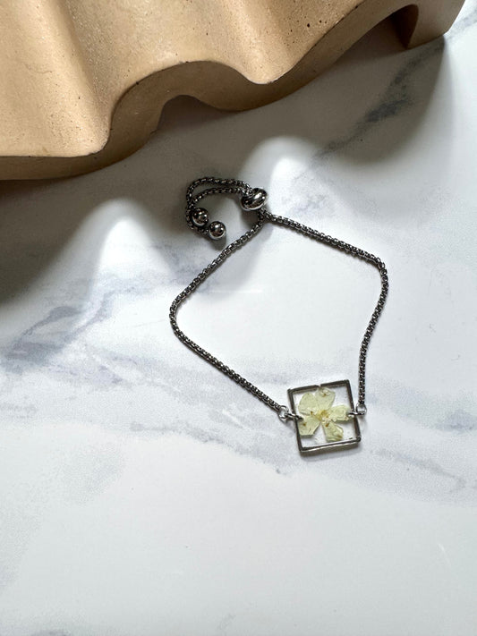 White Flower Square Bracelet