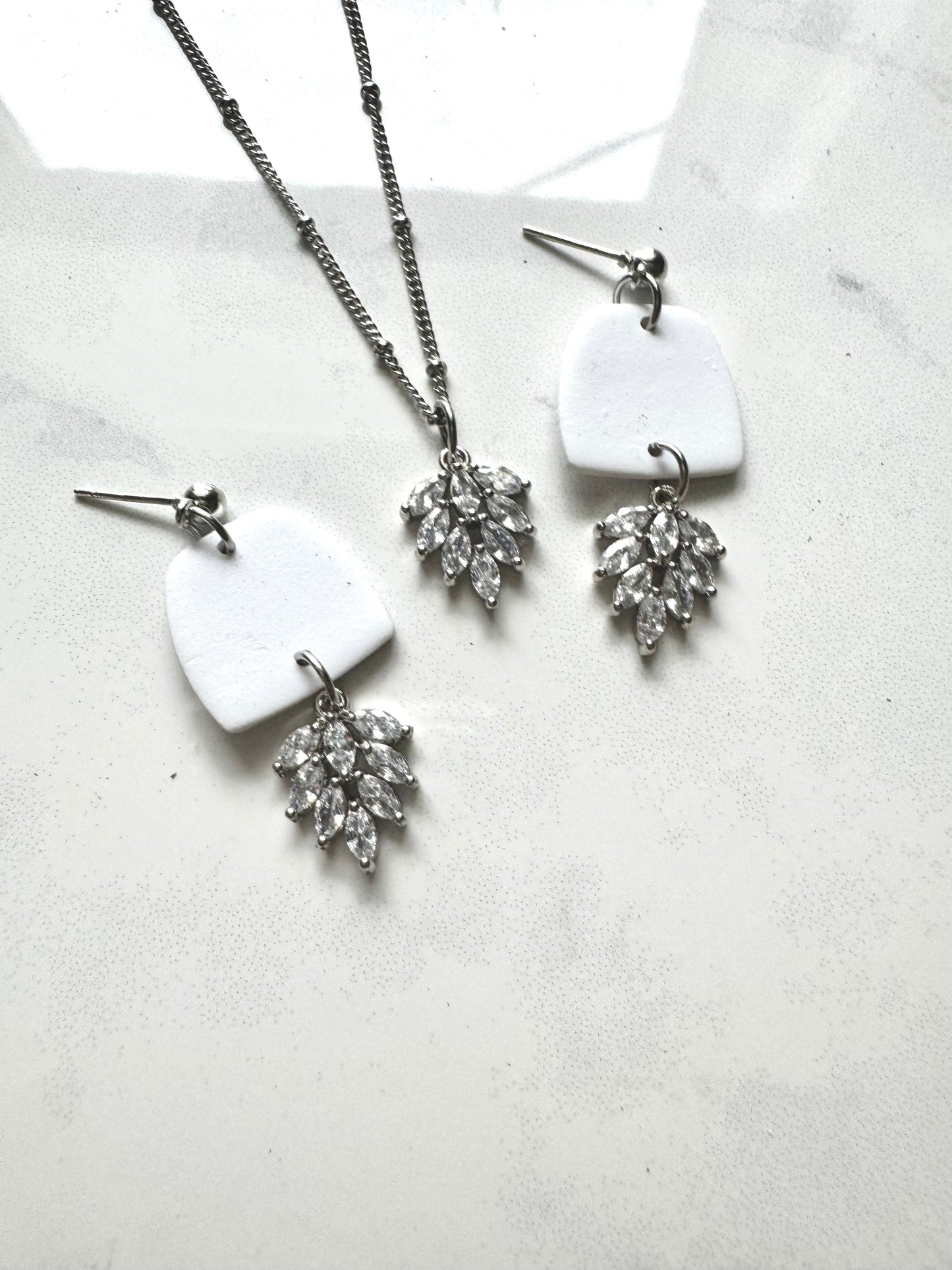 Simple Elegance 
Silver and White Bridal Set