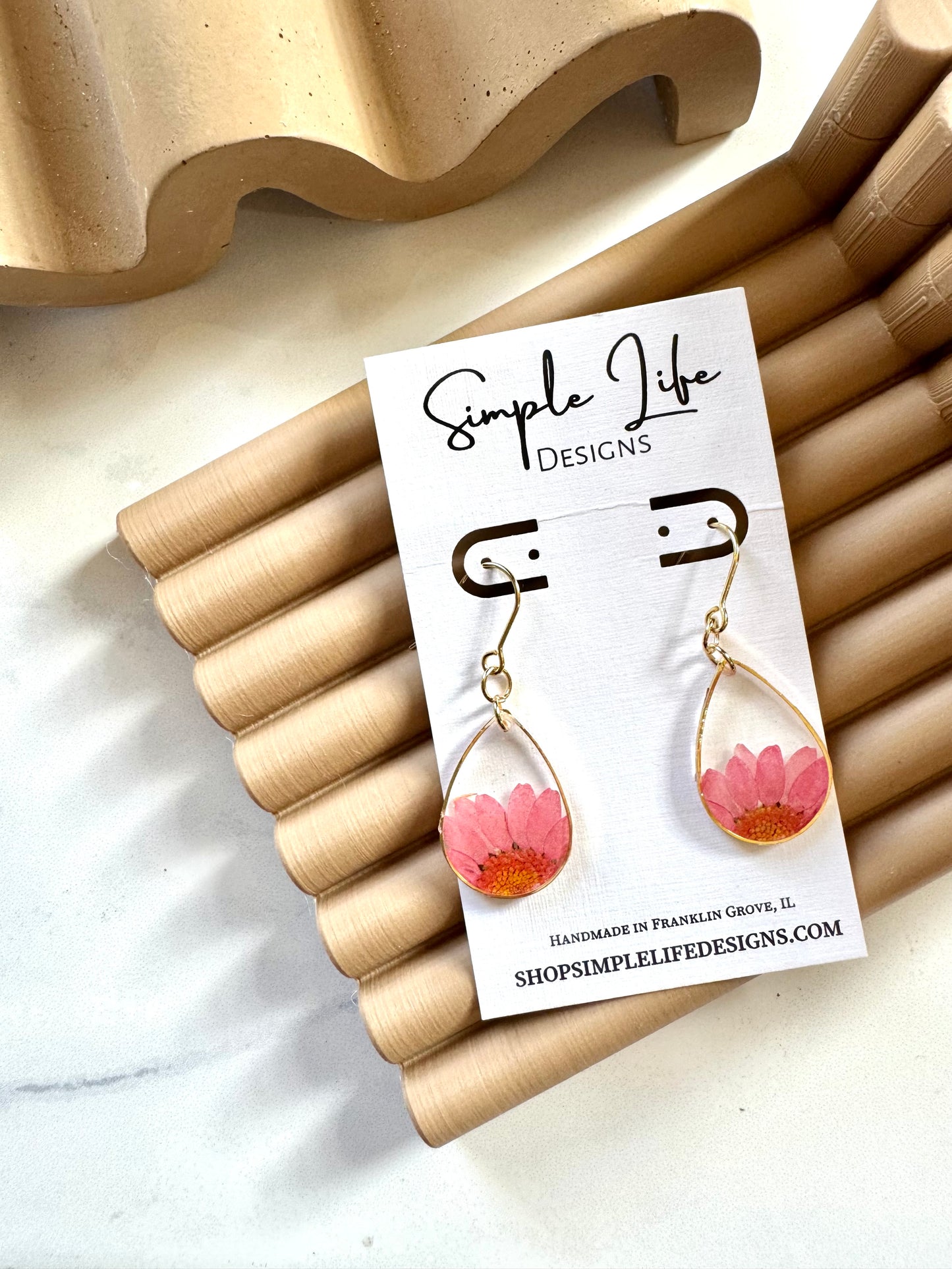 Pink Flower Dangles