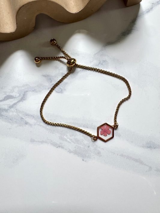 Pink Flower HexagonBracelet