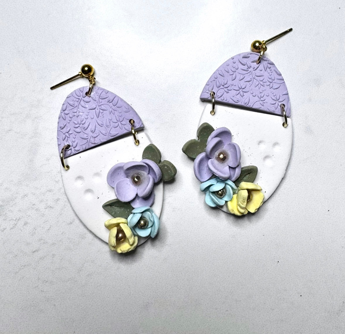 Handcrafted Floral Oval Earrings