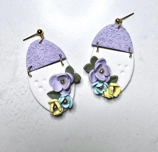 Handcrafted Floral Oval Earrings