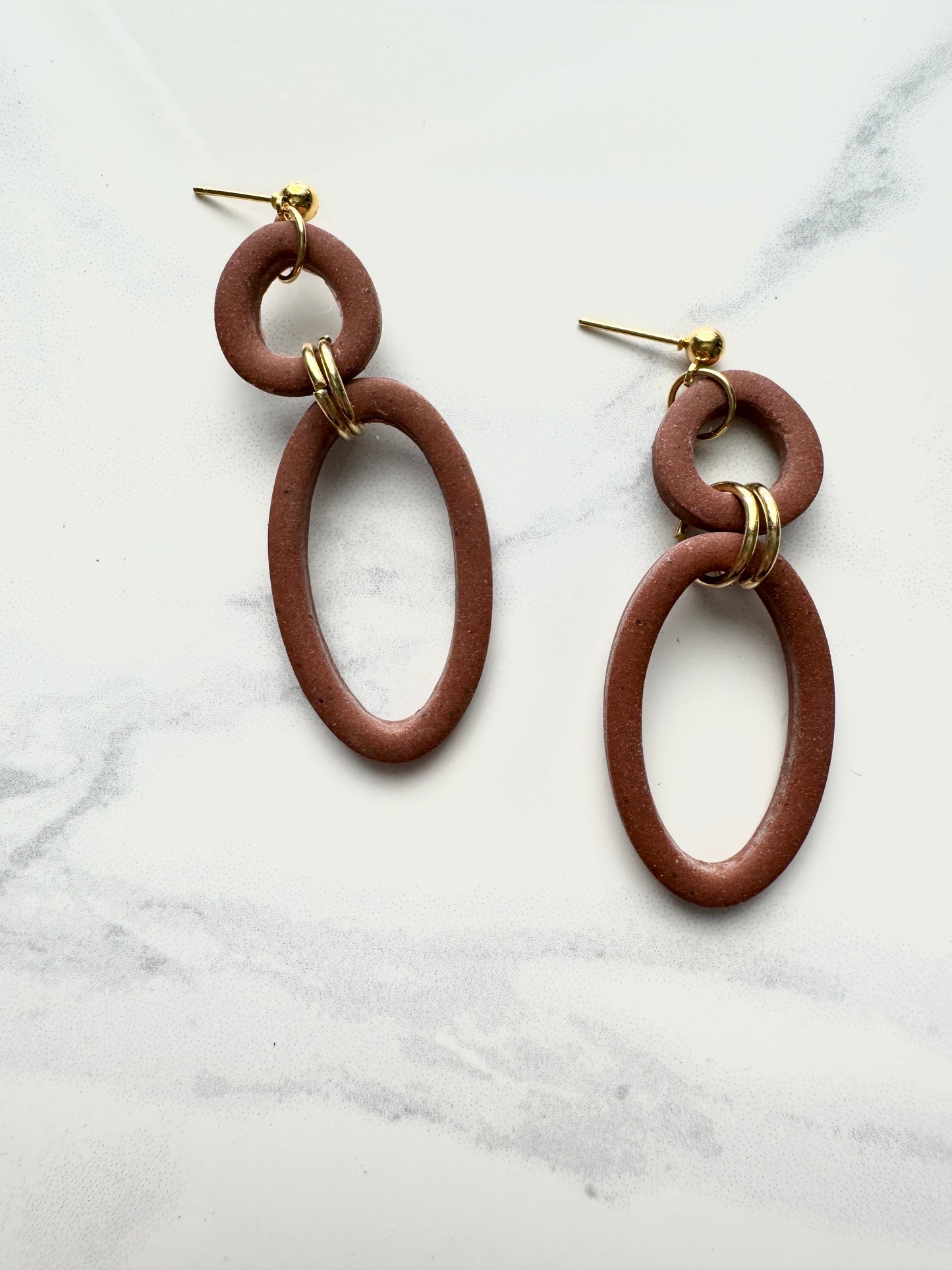 Rust Oval Jump Ring Studs