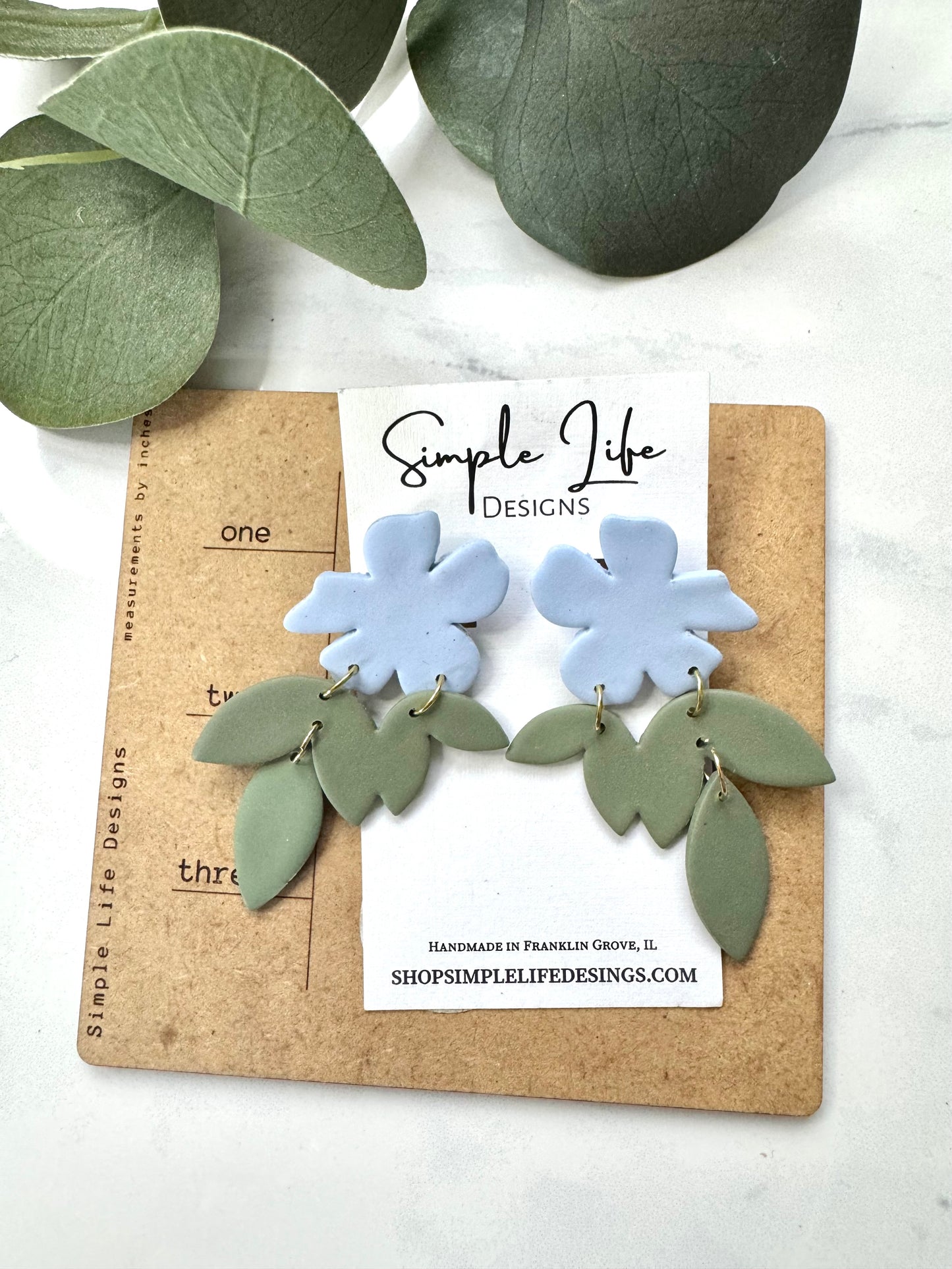 Blue and Green Florals Statement Earrings