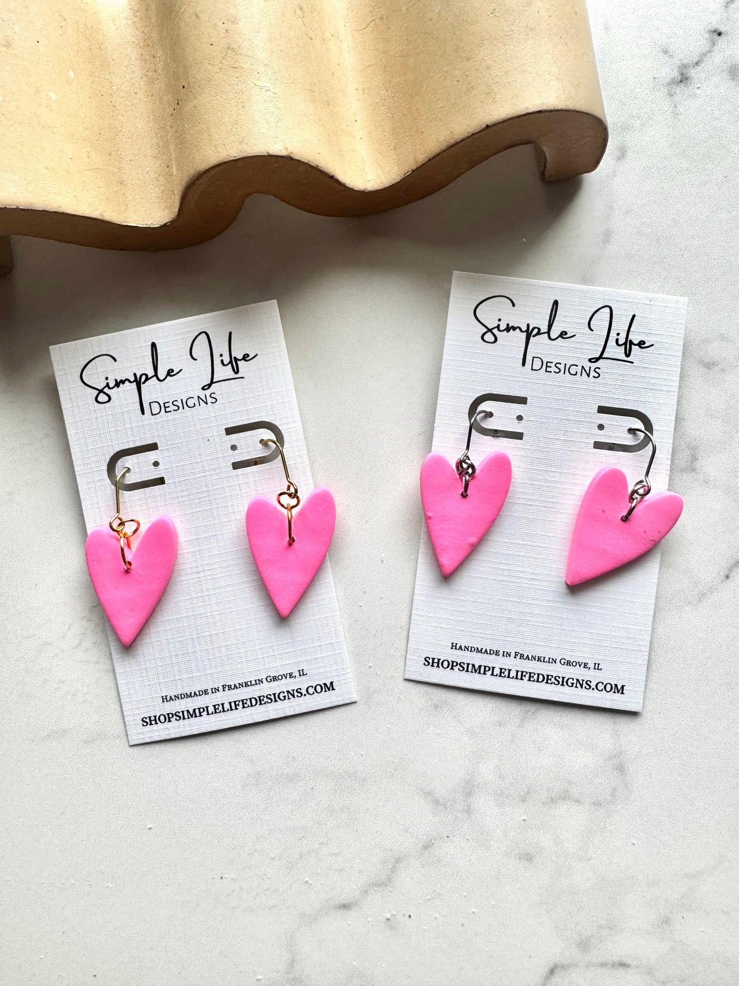 Pink Heart Dangles