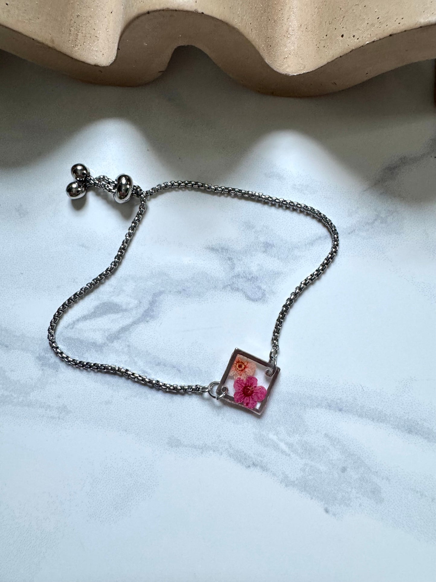 Pink and Orange Flower Bracelet