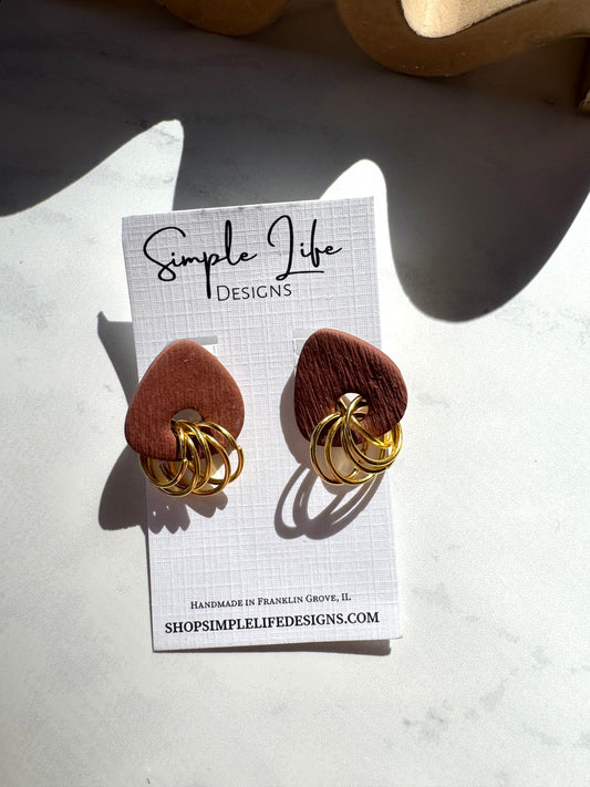 Rust & Gold Ring Studs