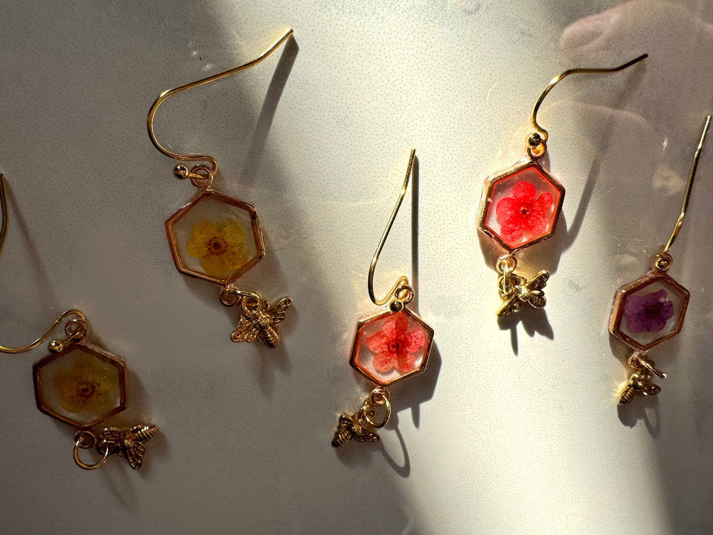 Flower Bee Charm Dangles