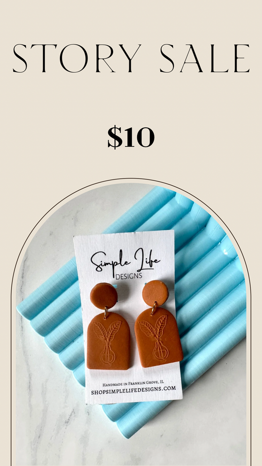 SALE - Rust Banana Leaf Earrings