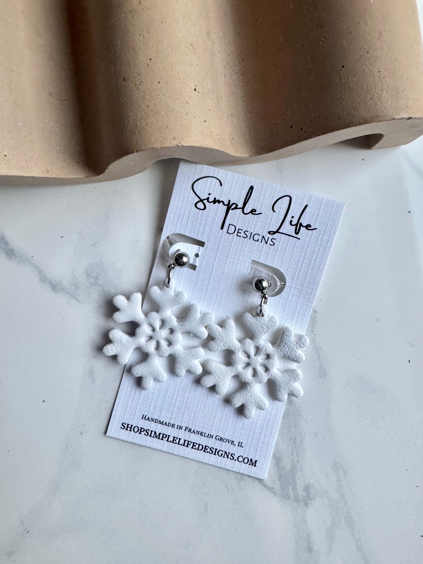 White Snowflake Texture Dangles