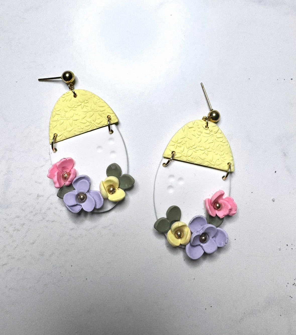 Handcrafted Floral Oval Earrings