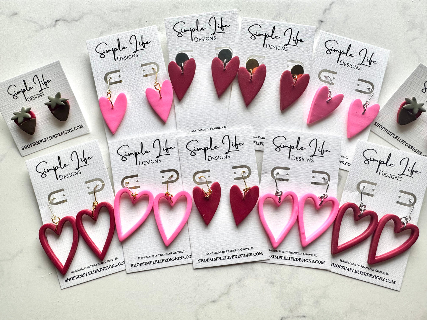 Pink Heart Dangles