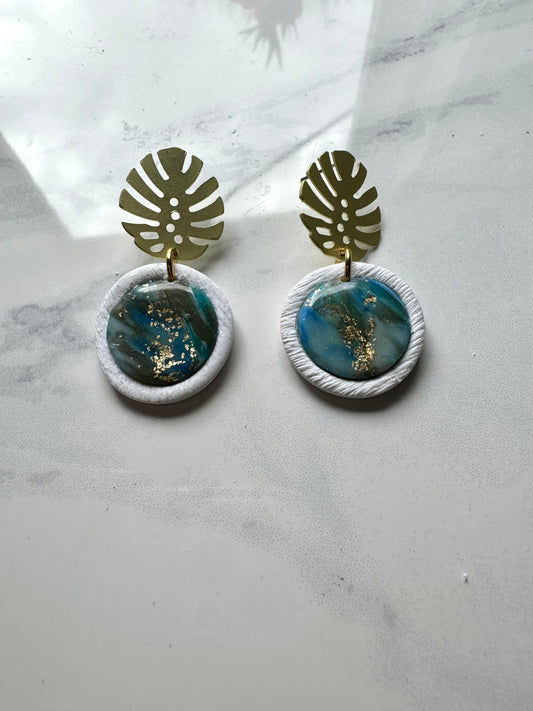 Faux Stone Monstera Dangles