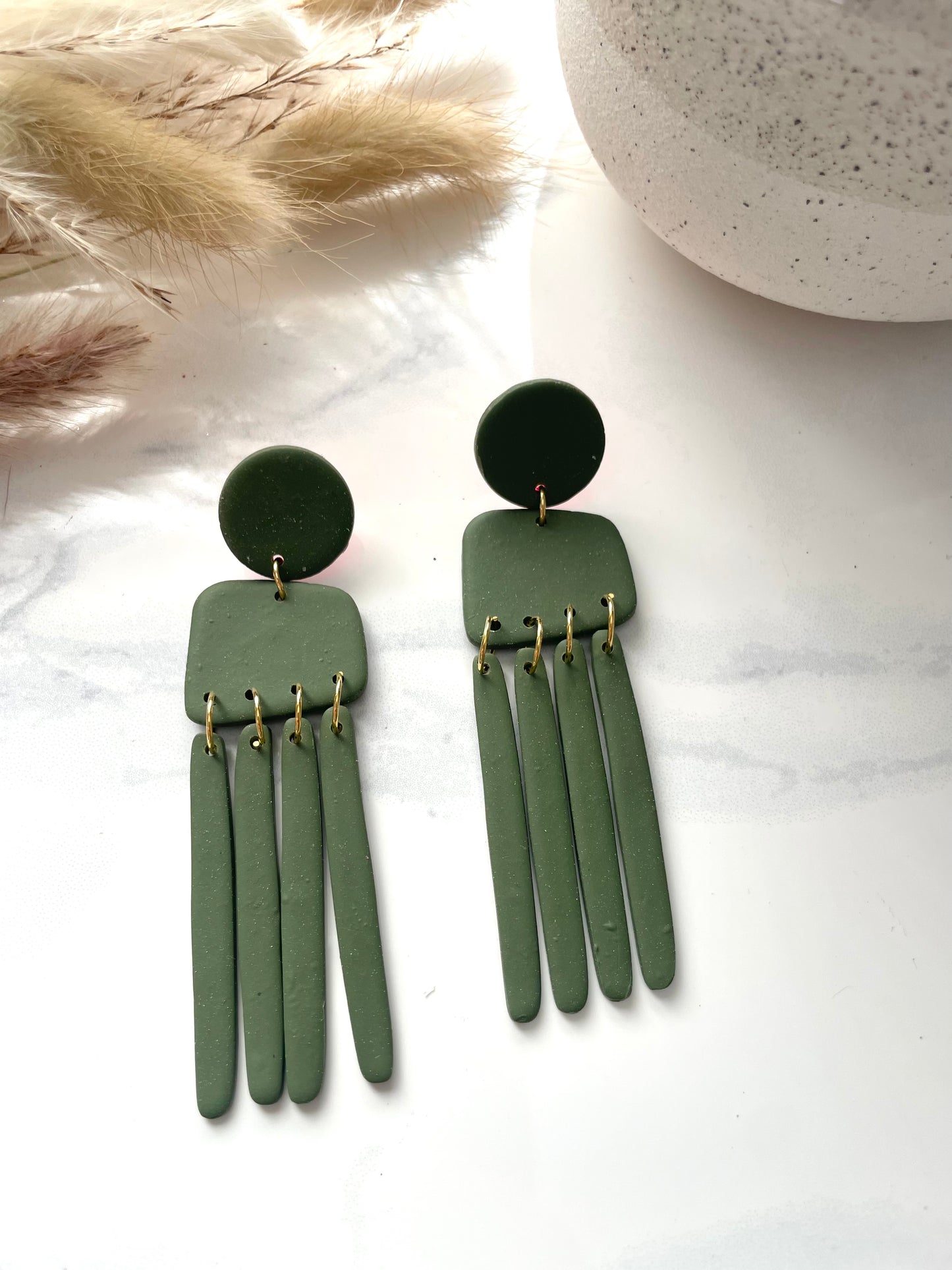 Statement Dangles- Olive