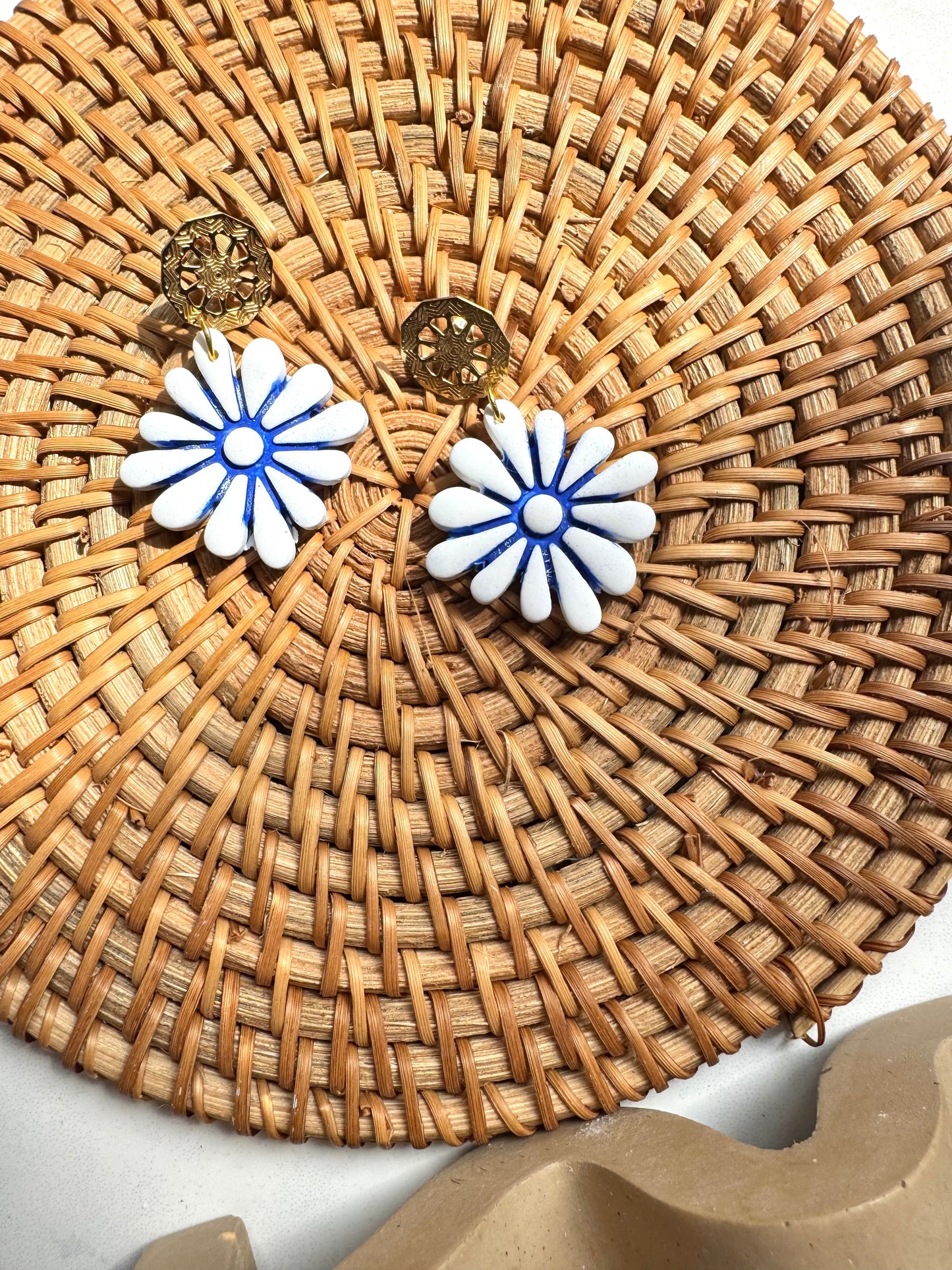 Boho Flower Dangles- Gold Stud
