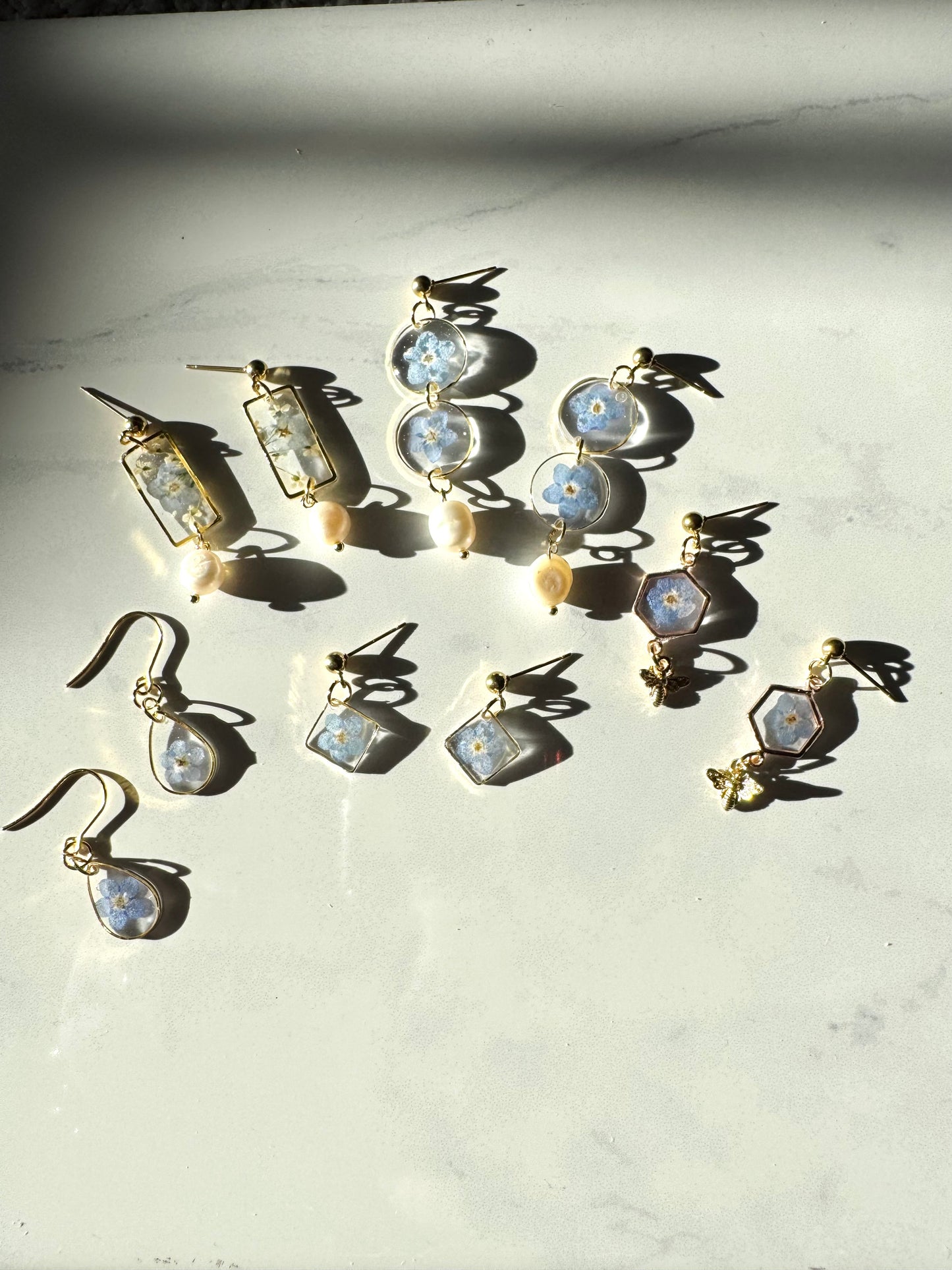 Forget Me Not Teardrop Gold Dangles