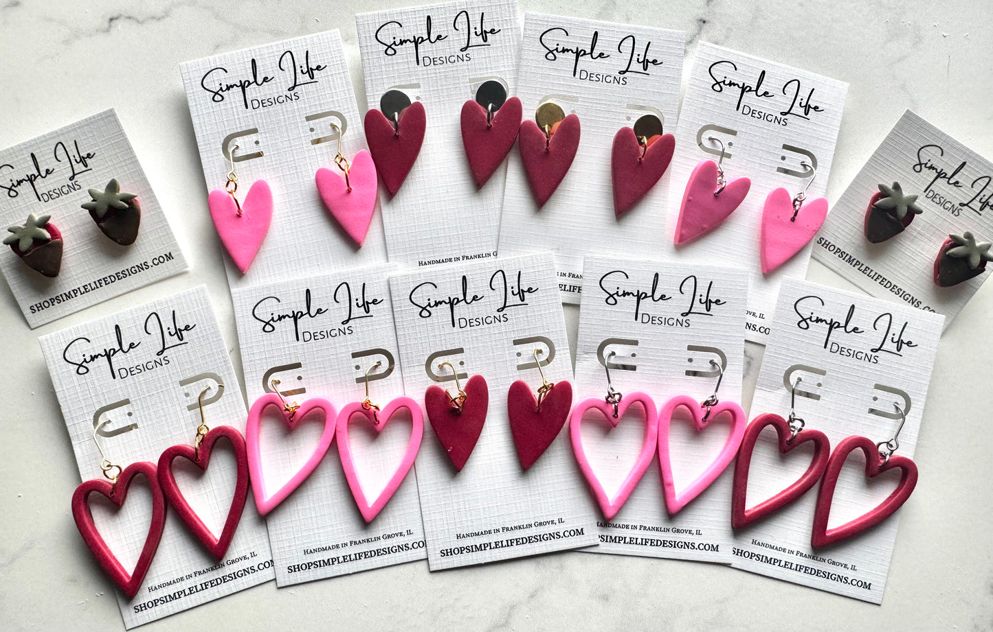 Pink Heart Dangles
