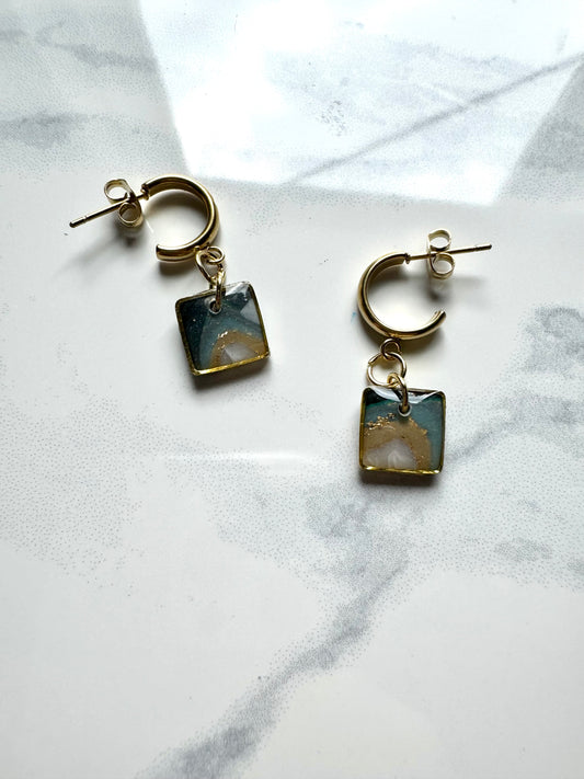 Faux Agate Square Dangles