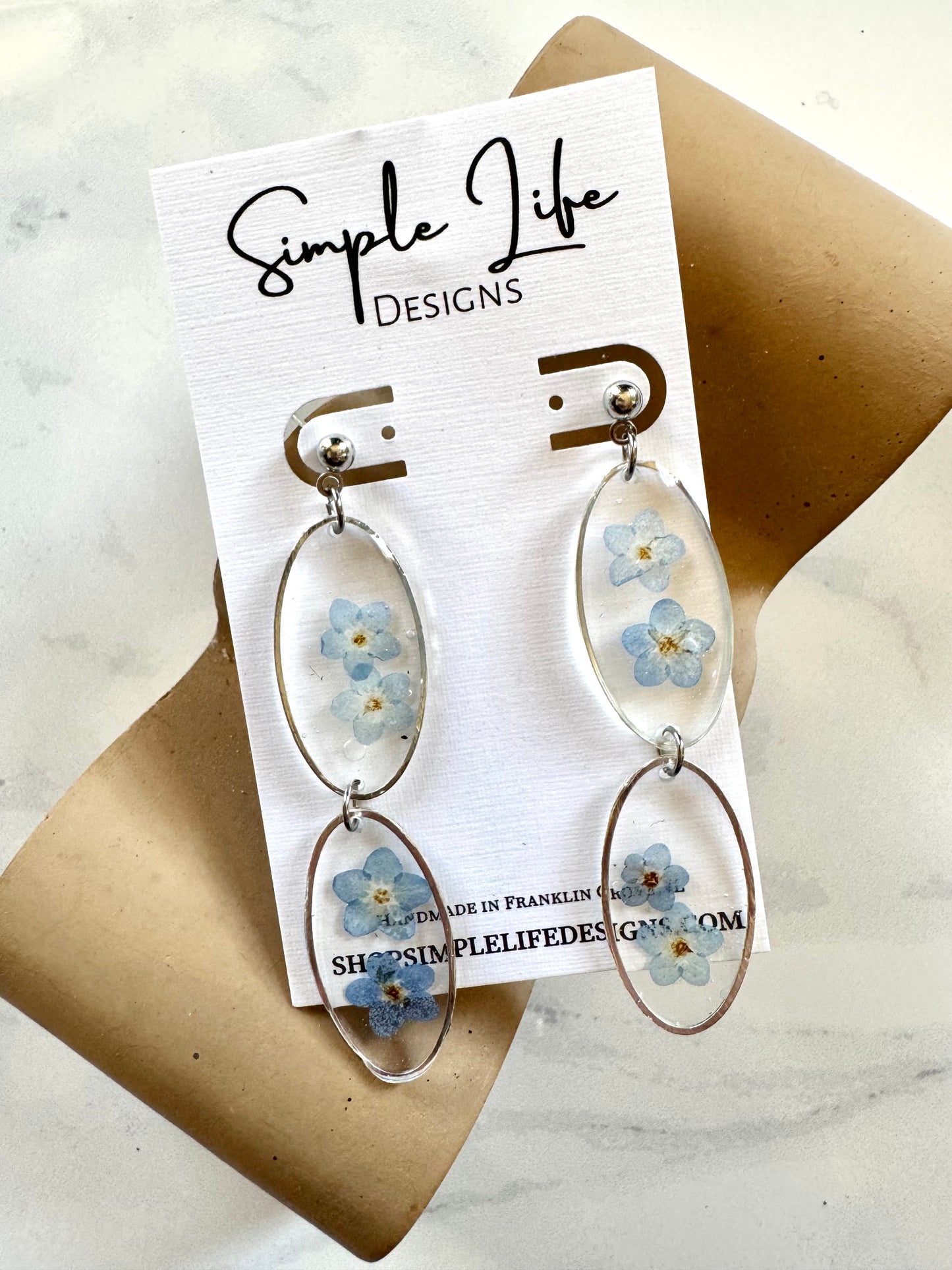 Forget Me Not Silver Dangles