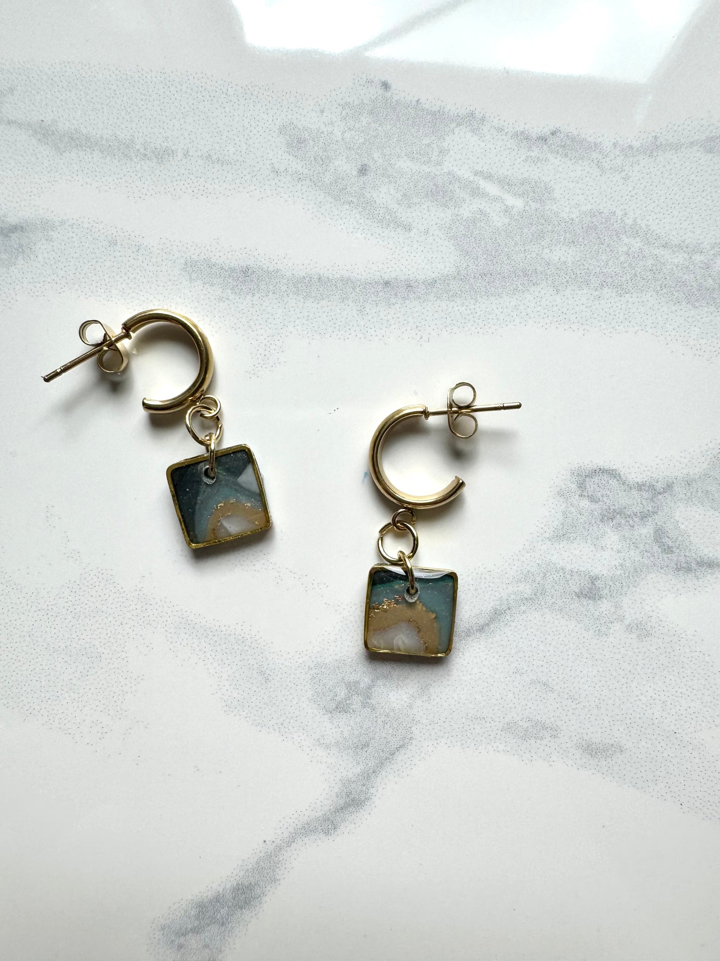 Faux Agate Square Dangles