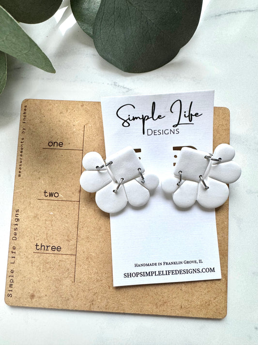 White Scalloped Fan Studs