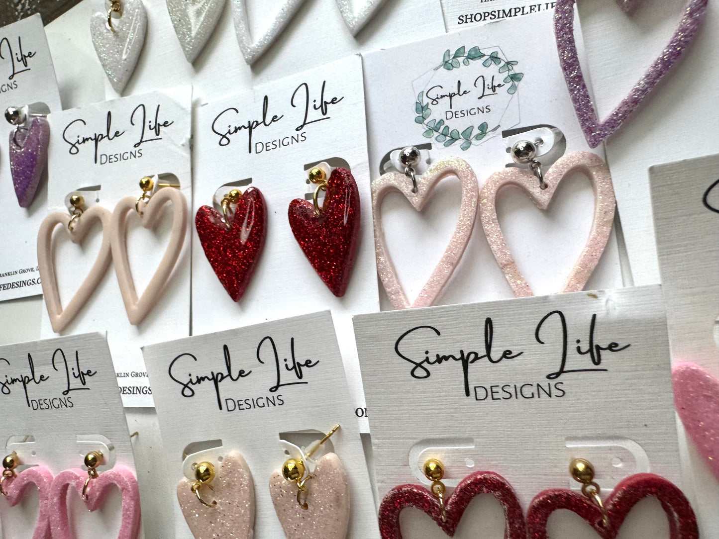 Glitter Heart Dangles