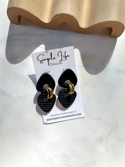 Black Organic Triangle Ring Dangles