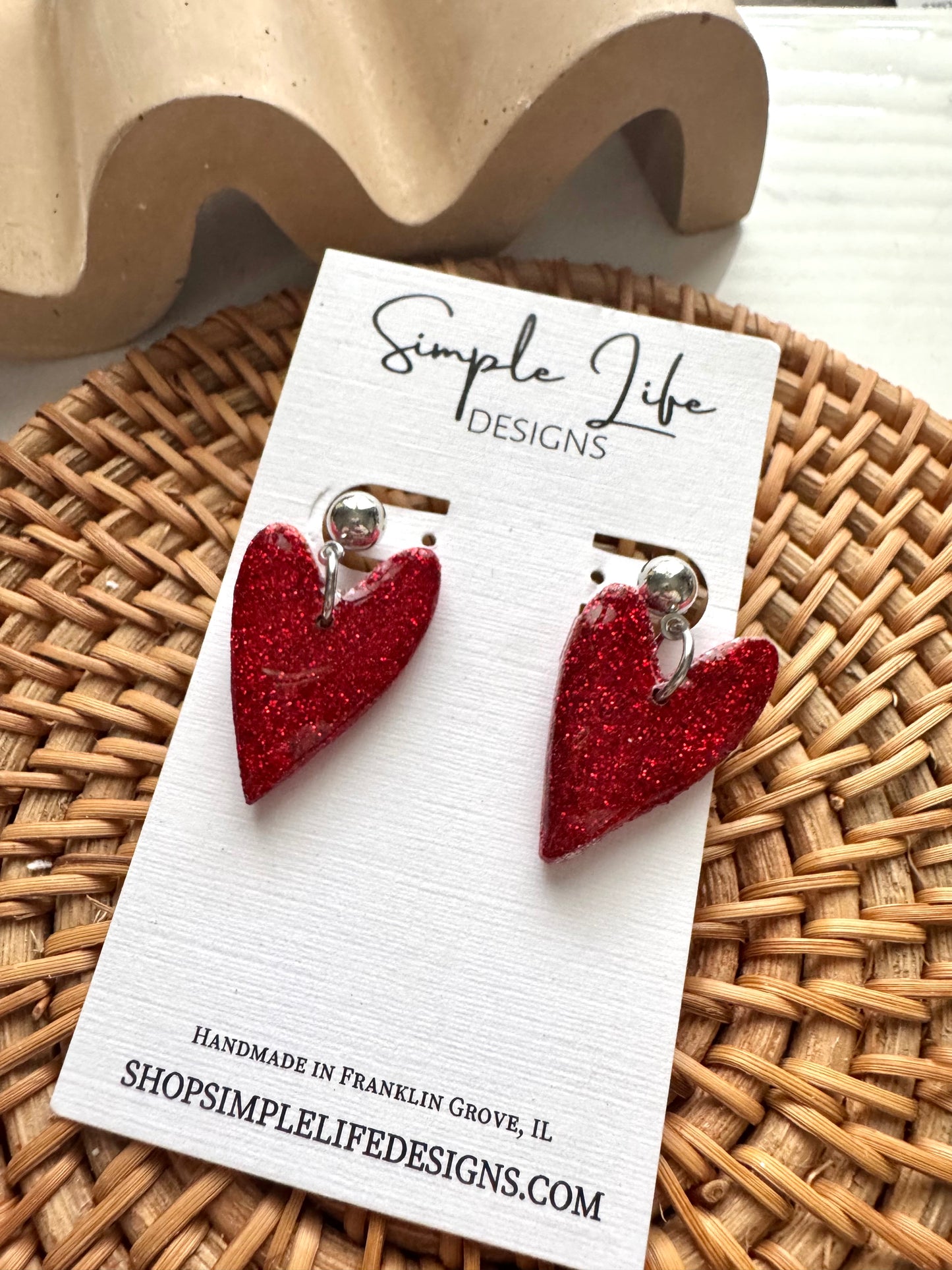 Glitter Heart Dangles