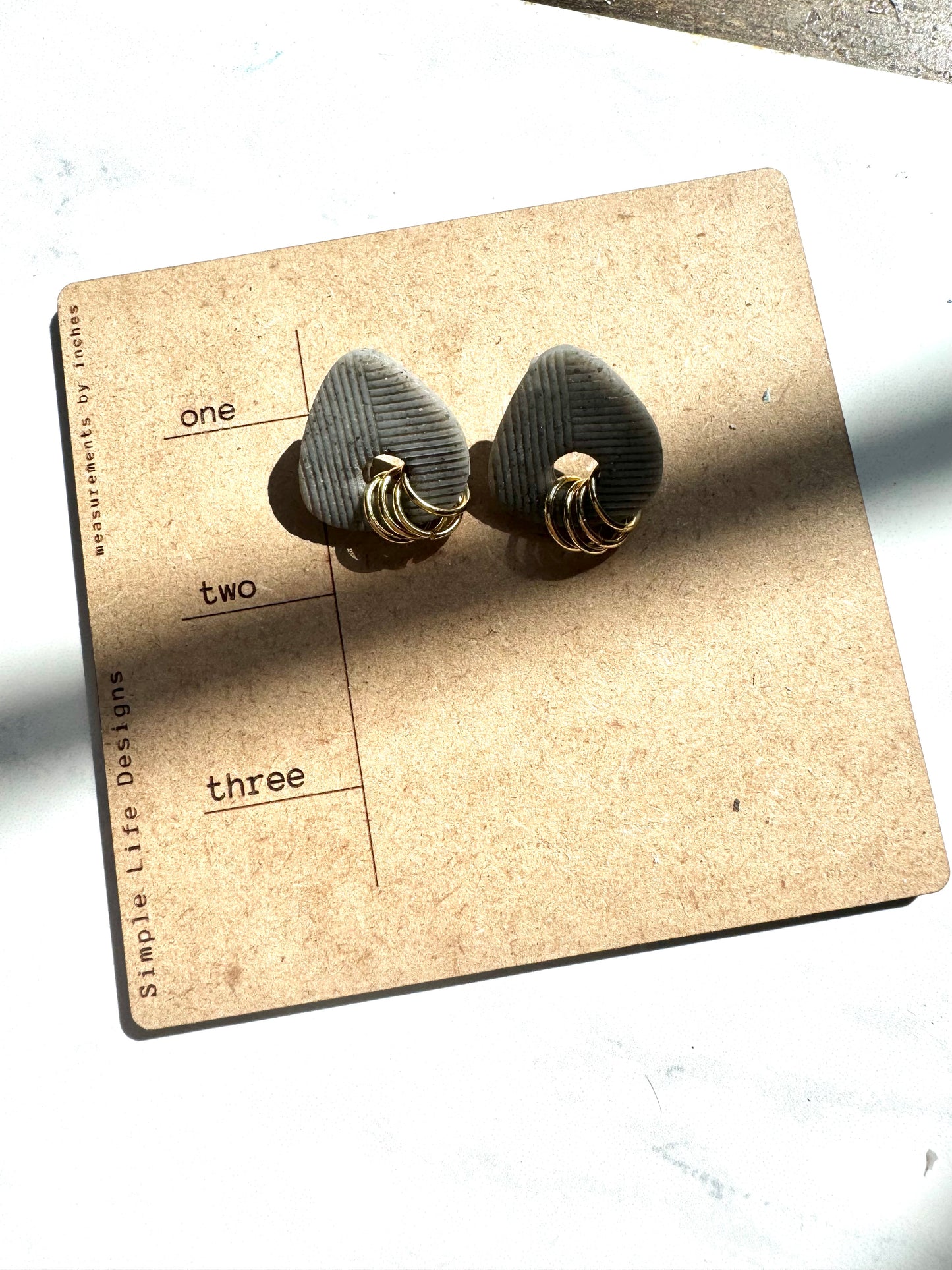 Organic Triangle Granite Texture Jump Ring Studs