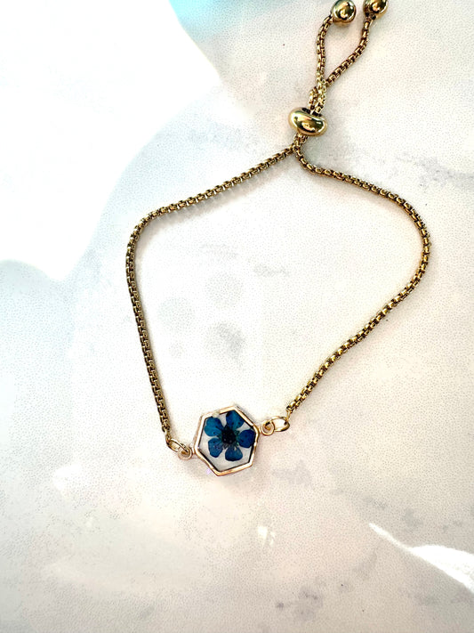 Blue Flower Gold Bracelet