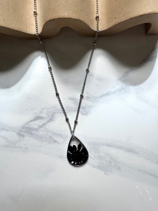 Black Flower Teardrop