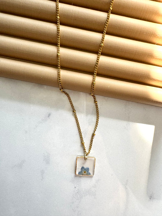 Forget Me Not Square Necklace