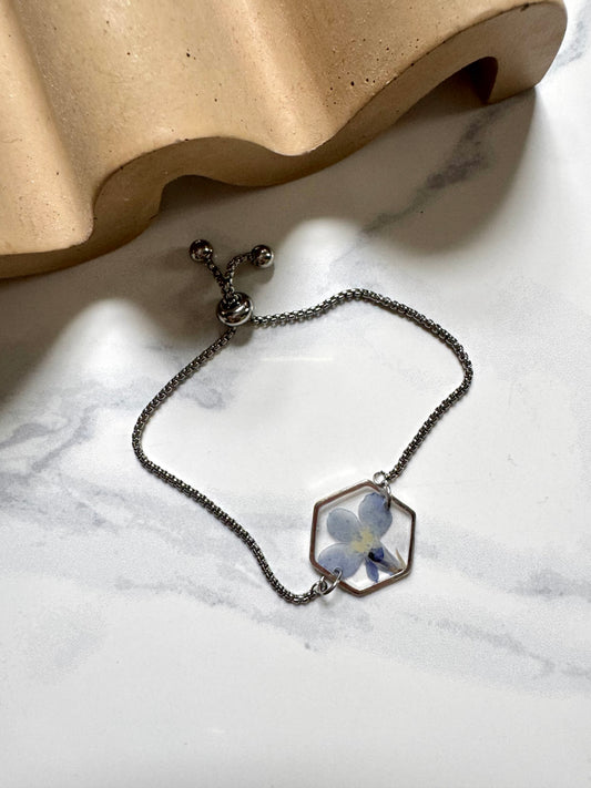 Blue Flower Hexagon Bracelet
