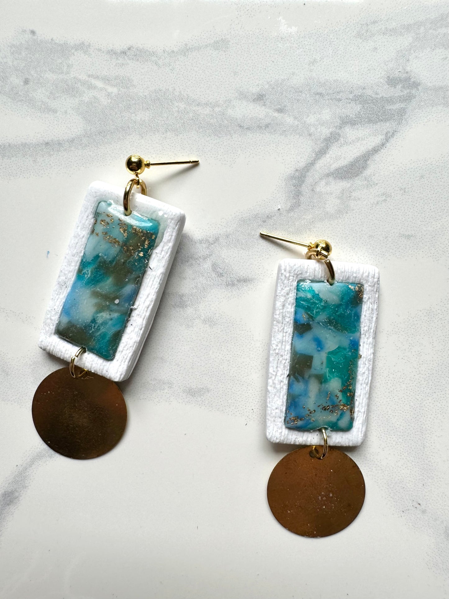 Faux Stone and Brass Dangles