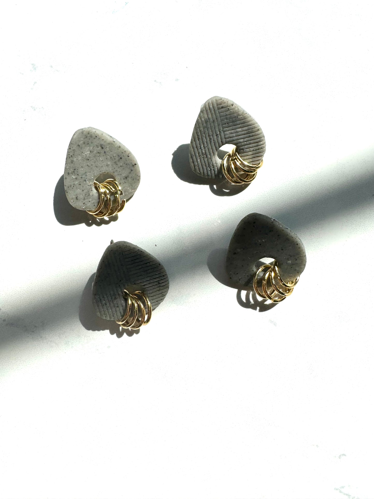 Organic Triangle Granite Texture Jump Ring Studs