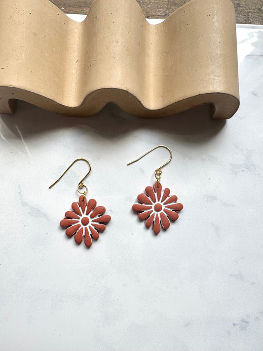 Boho Flower Dangles- Rust