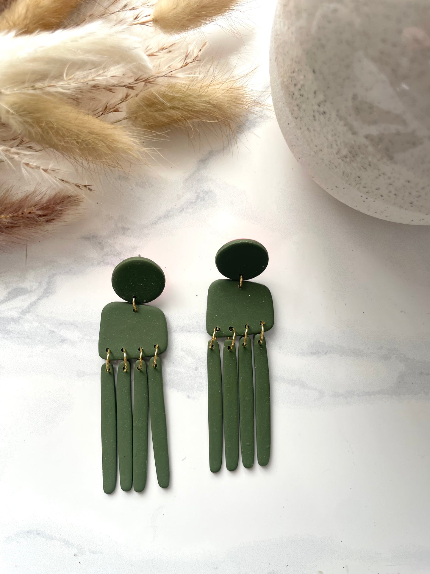 Statement Dangles- Olive