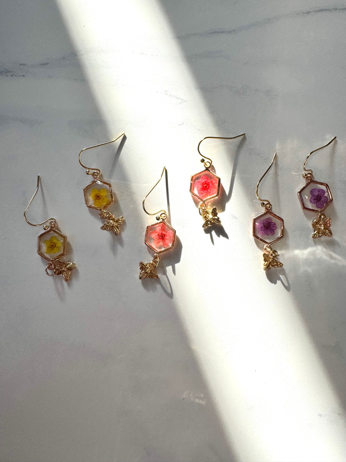 Flower Bee Charm Dangles