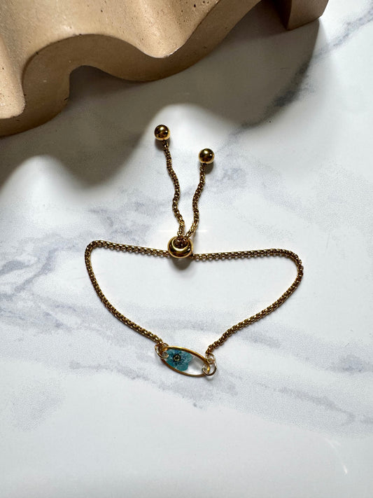 Blue Flower Oval Bracelet