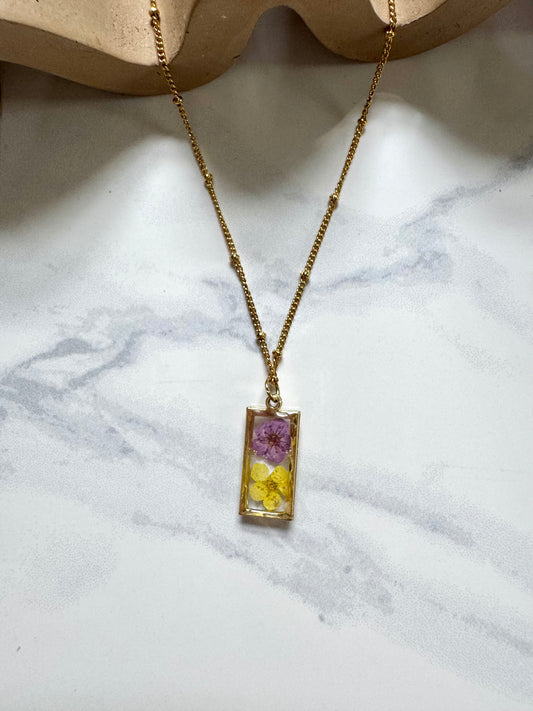 Gold Purple and Yellow Flower Rectangle