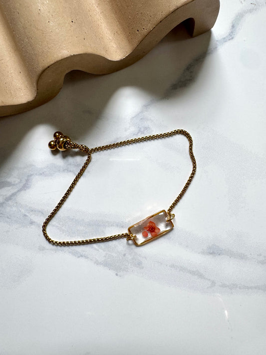 Orange Flower Rectangle Bracelet