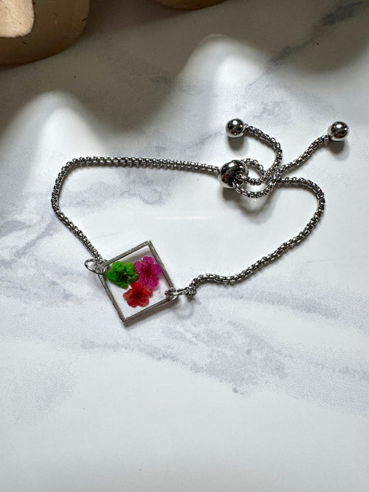 Pink Multi Color Flower Bracelet