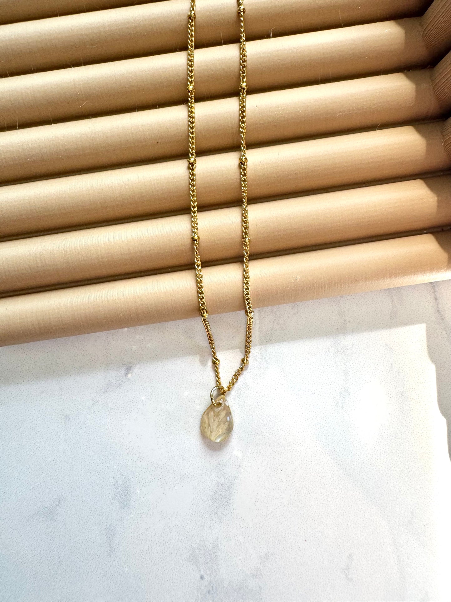 Fern Leaf Flower Tear Drop Necklace