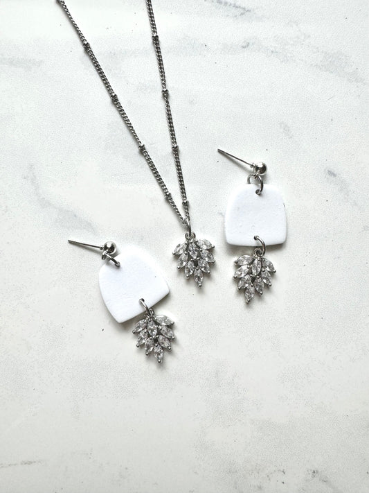 Simple Elegance 
Silver and White Bridal Set