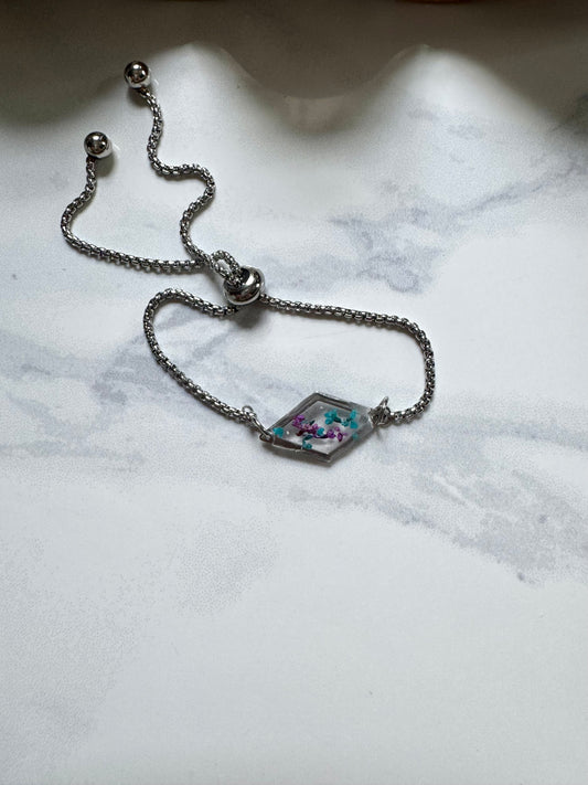 Blue and Purple Flower Confetti Bracelet