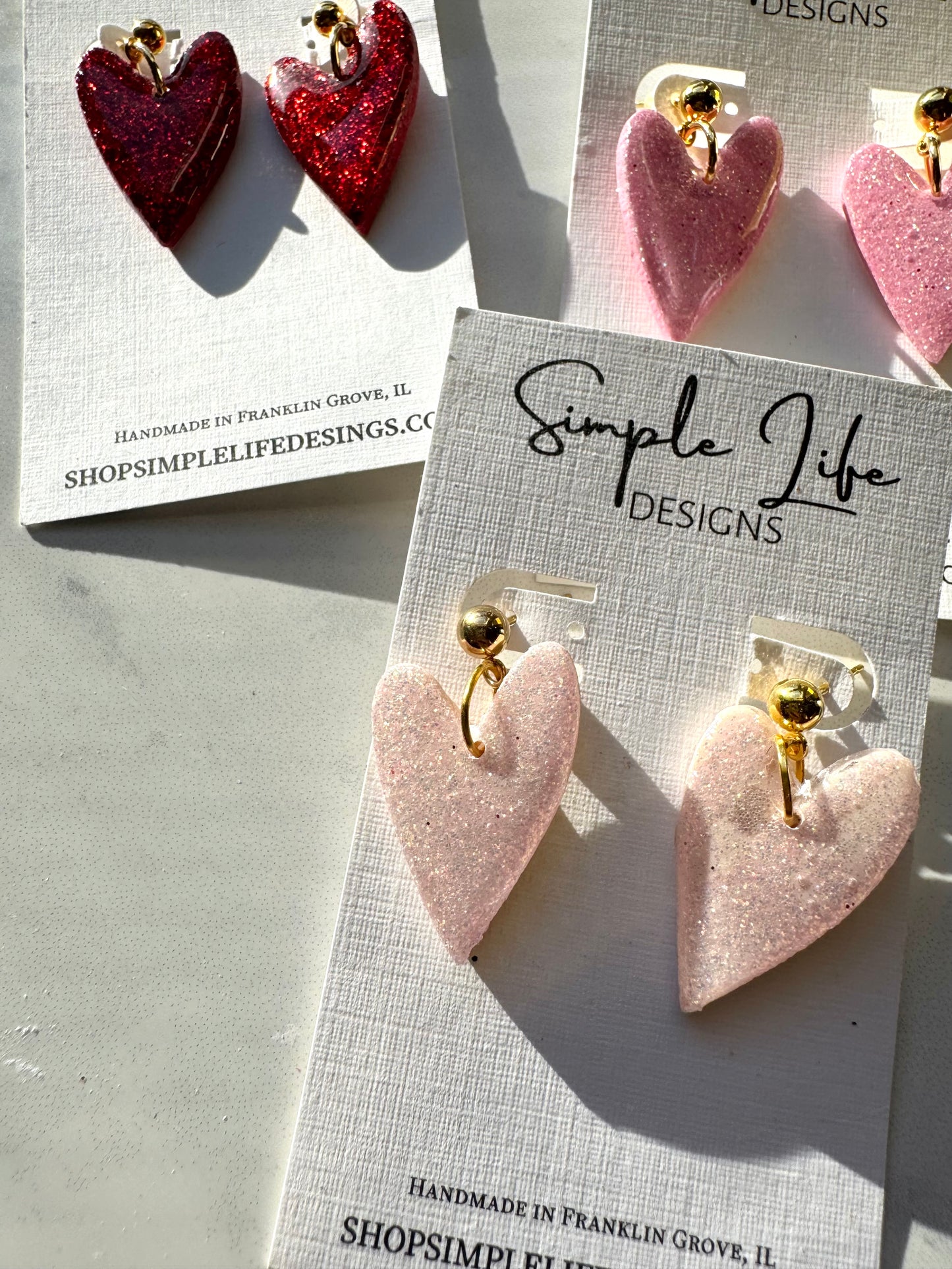 Glitter Heart Dangles