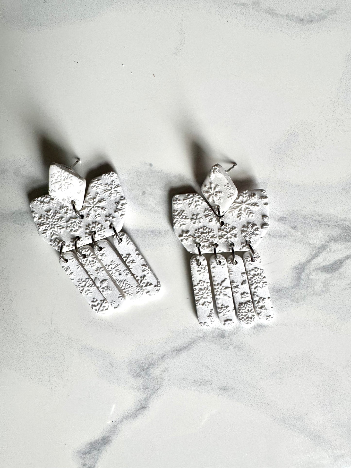 White Snowflake Texture Dangles